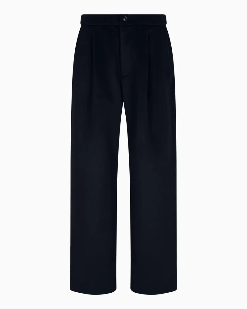 Giorgio Armani Hose mit einer Bundfalte aus doppellagigem Kaschmirstoff Schwarz
