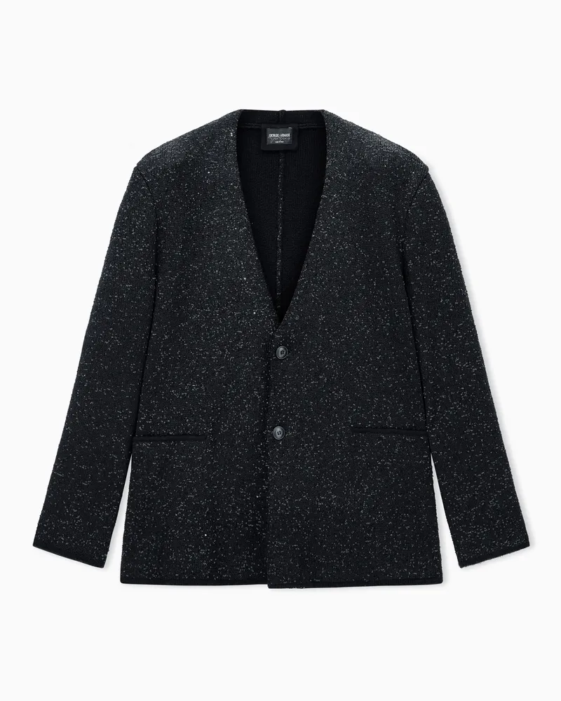 Giorgio Armani Strickblazer Giorgio's aus gesprenkelter Kaschmirmischung Schwarz