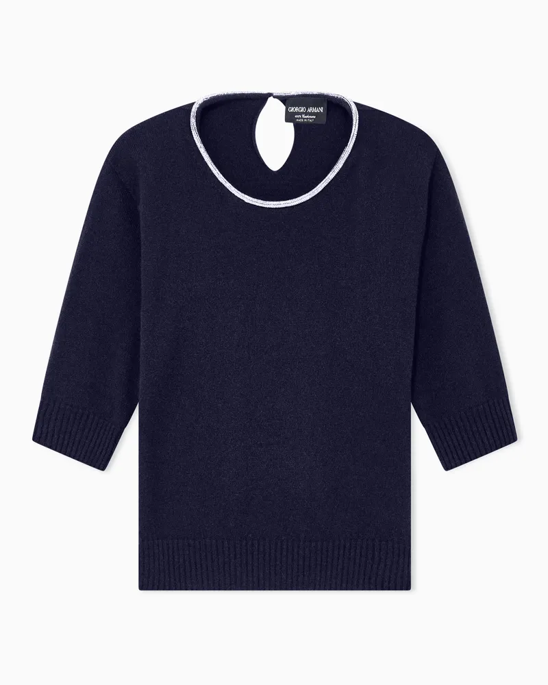 Giorgio Armani Kaschmirpullover Sweaters mit Mikrokristallbesatz Blau