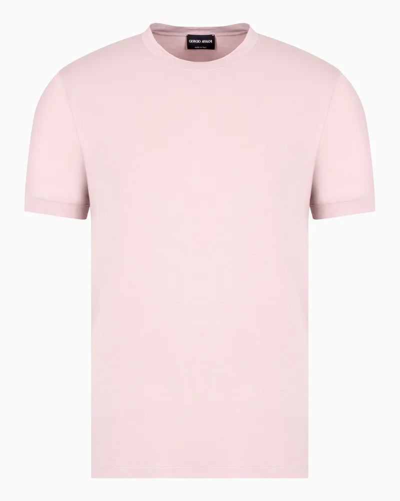 Giorgio Armani T-Shirt mit Rundhalsausschnitt und kurzen Ärmeln, gefertigt aus elastischem Viskose-Jersey Pink