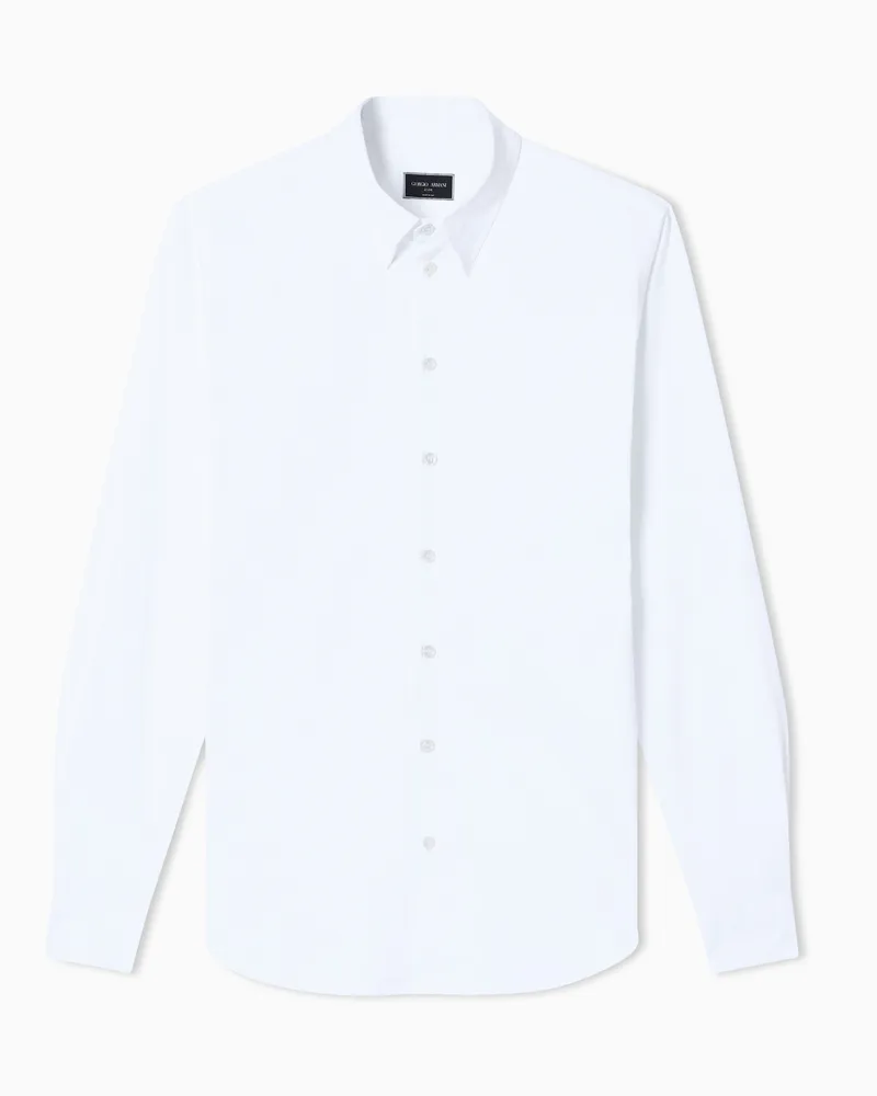 Giorgio Armani Hemd Icon in Slim Fit aus Baumwolljersey Weiß