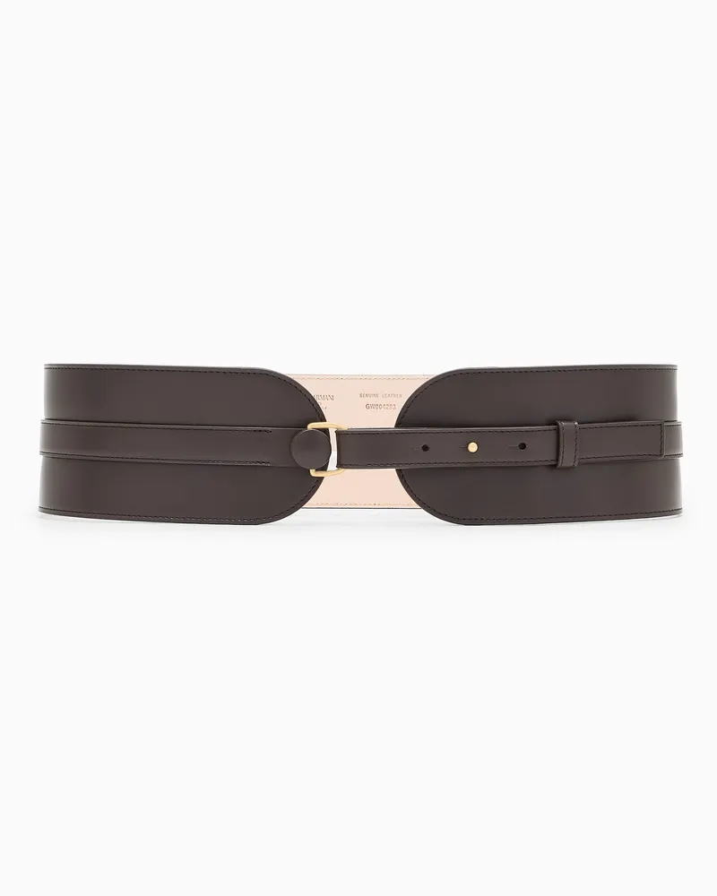 Giorgio Armani Gürtel aus glänzendem Leder mit überlappendem Design Braun