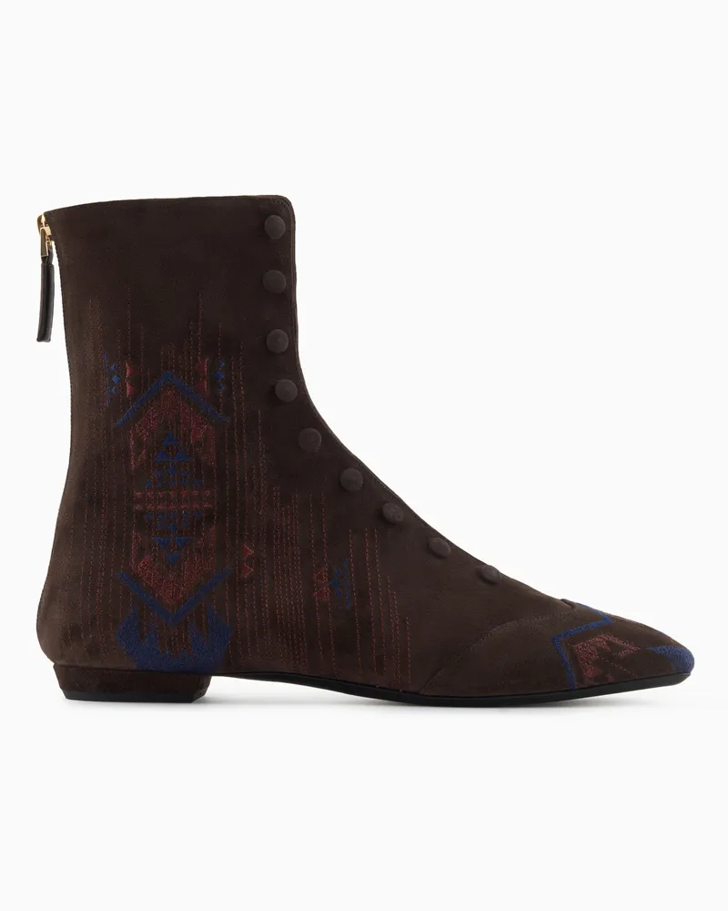 Giorgio Armani Stiefeletten aus besticktem Veloursleder 