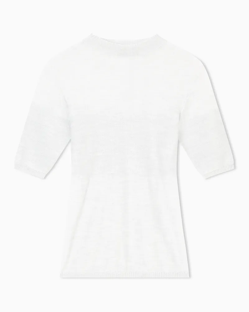 Giorgio Armani Kurzärmliger Kaschmir-Seiden-Pullover Grau