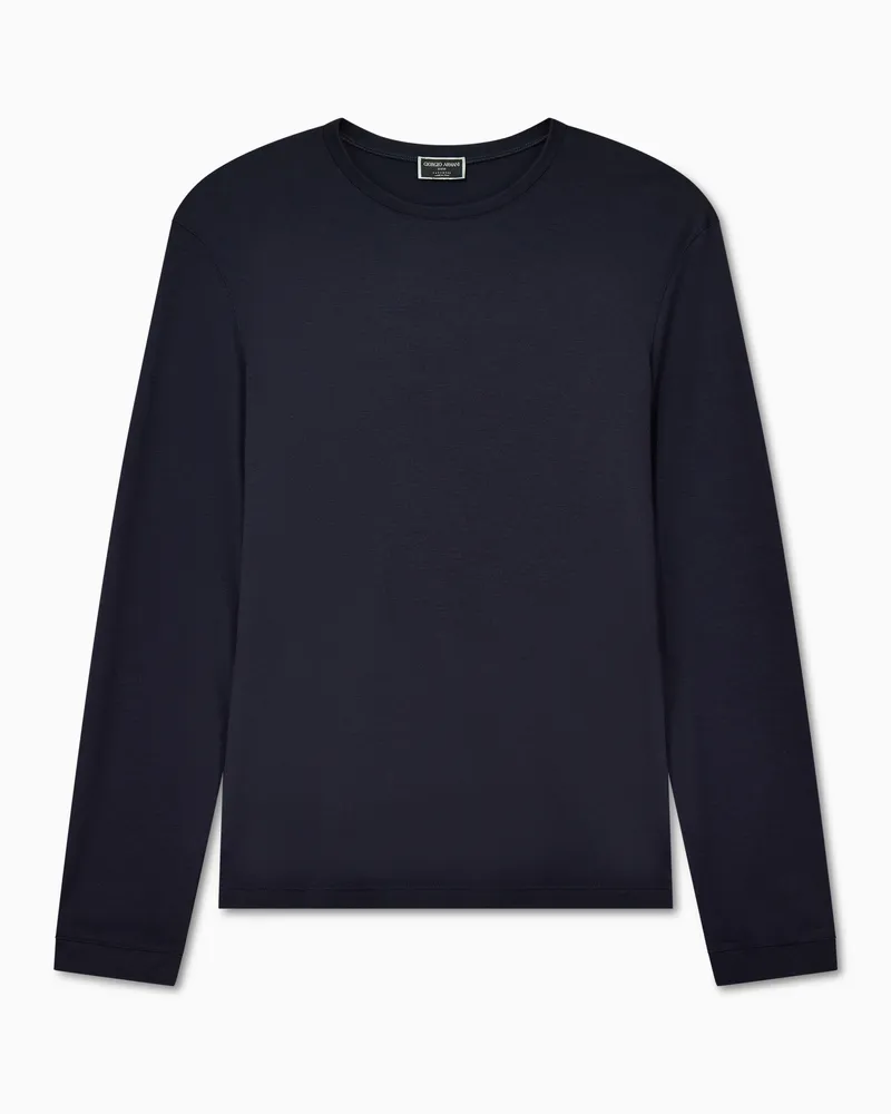 Giorgio Armani Rundhalspullover Icon aus Kaschmir-Interlock Marineblau
