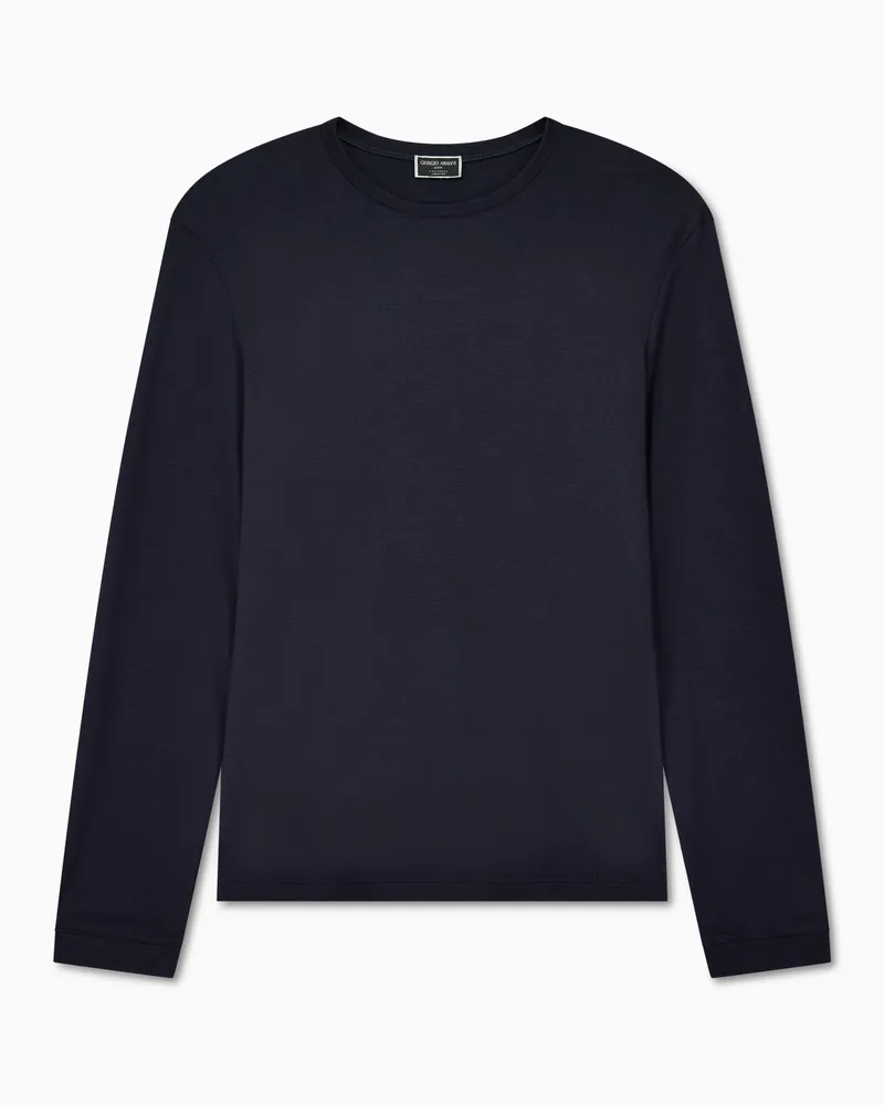 Giorgio Armani Rundhalspullover Icon aus Kaschmir-Interlock Marineblau