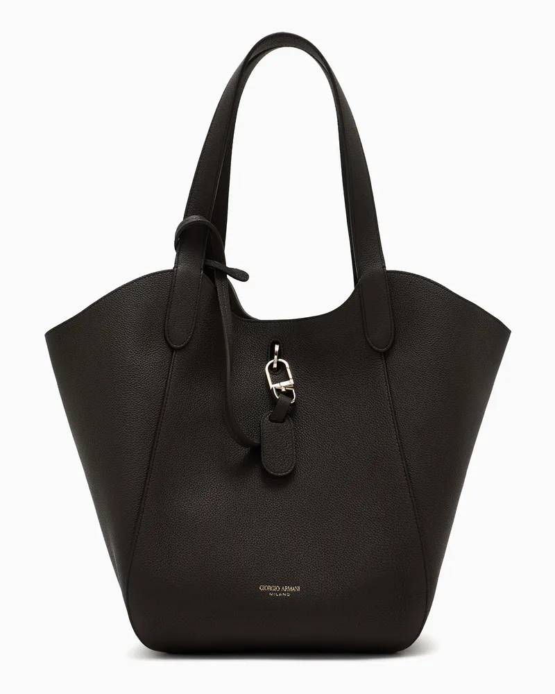 Giorgio Armani Mittelgroße Handtasche aus genarbtem Leder Braun