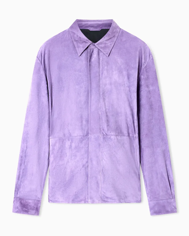 Giorgio Armani Hemdjacke aus Lamm-Veloursleder Violett