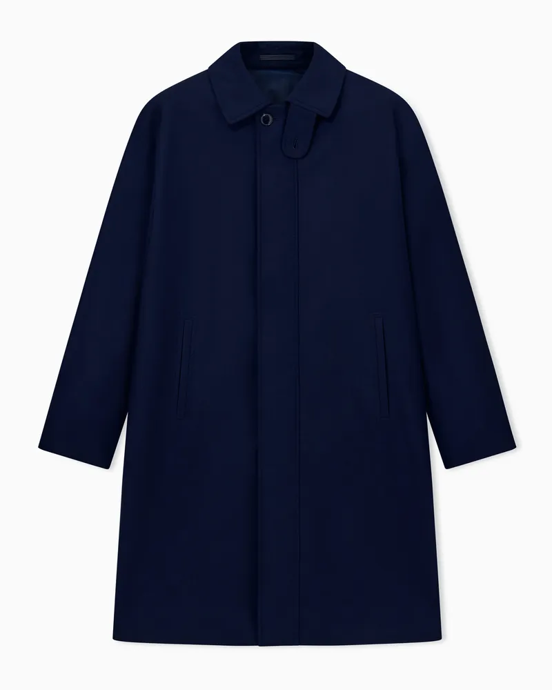 Giorgio Armani Mantel sportswear regularer Passform aus Wolle verdeckte Knopfleiste Marineblau
