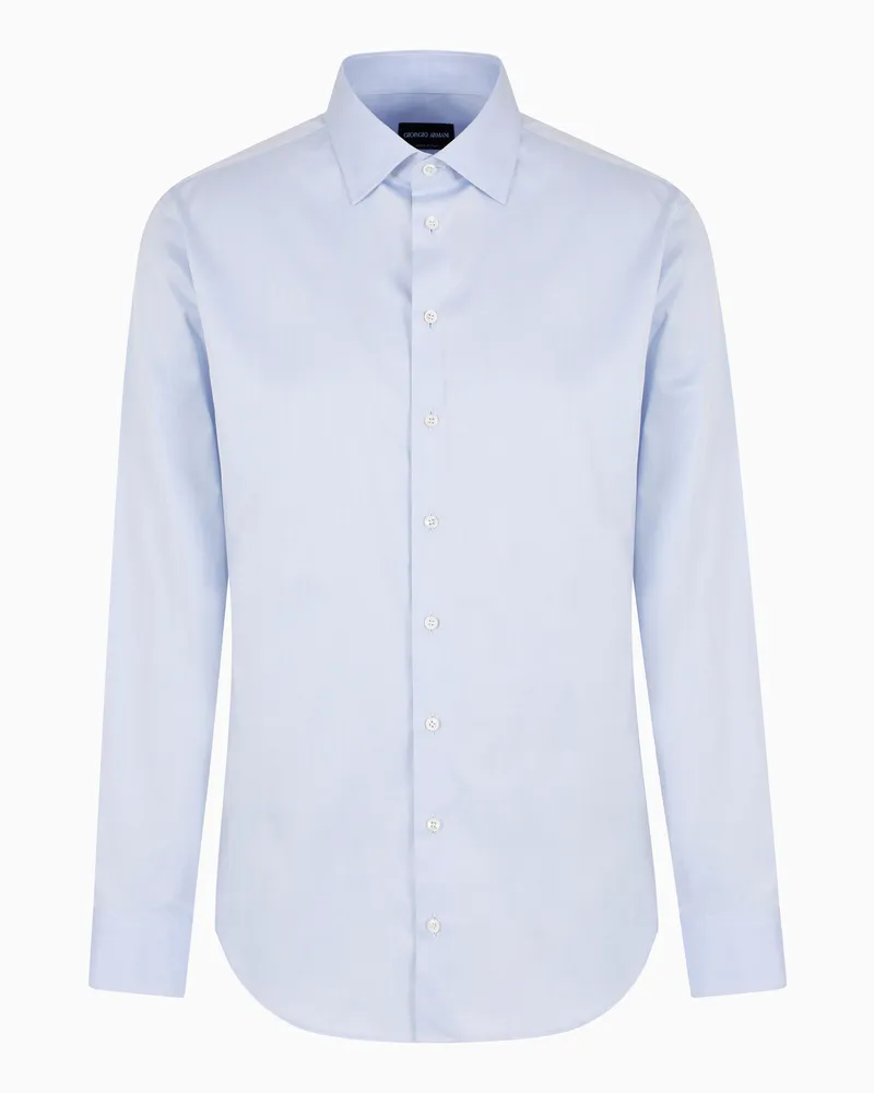 Giorgio Armani Hemd in Regular Fit aus Baumwolltwill Hellblau