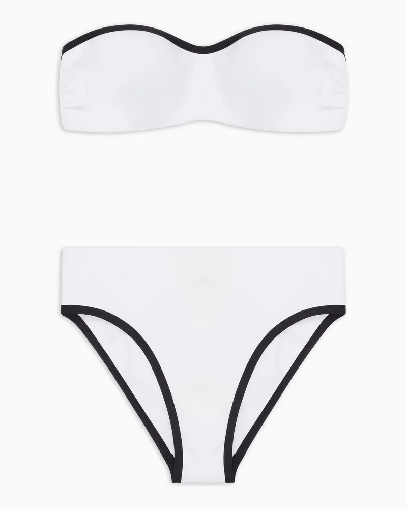 Giorgio Armani Zweifarbiger Bandeau-Bikini Weiß