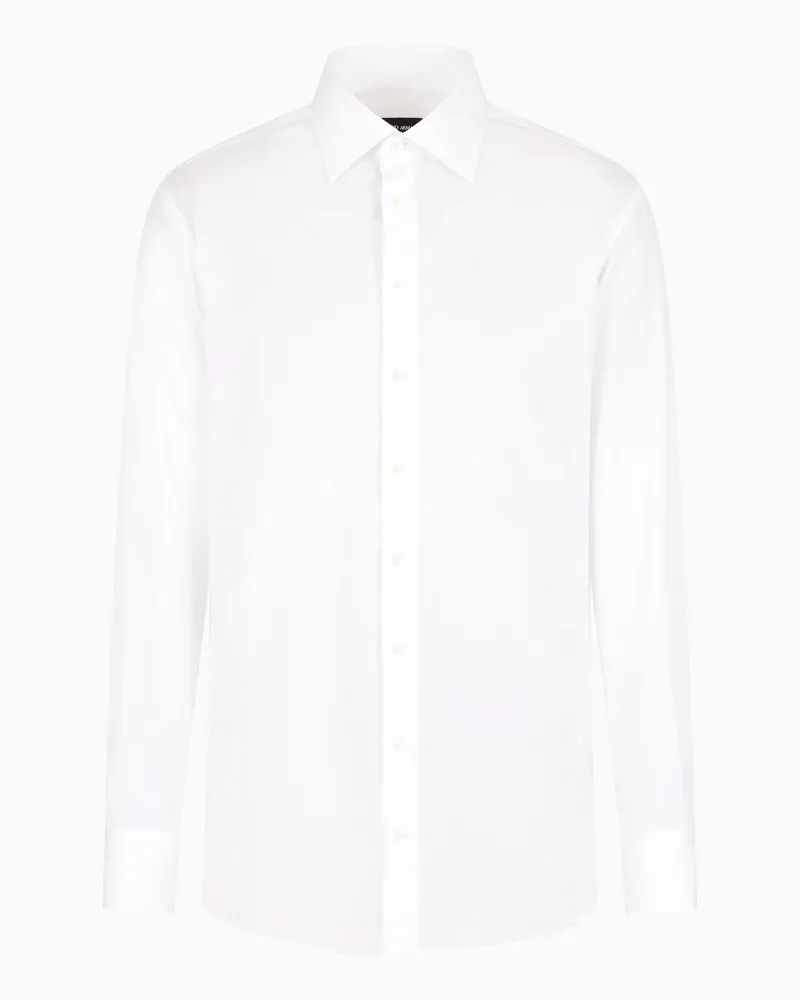 Giorgio Armani Hemd aus luxuriösem Baumwolltwill Weiß