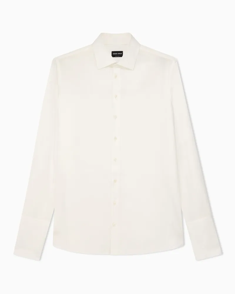 Giorgio Armani Hemd aus luxuriösem Baumwolltwill Weiß