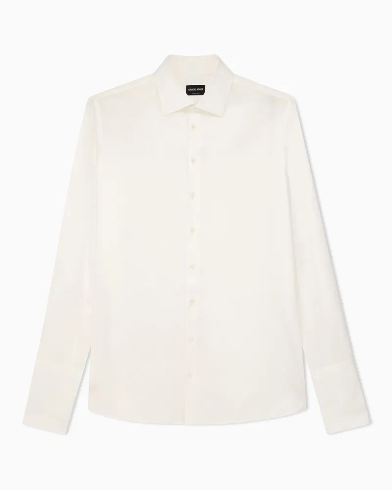 Giorgio Armani Hemd aus luxuriösem Baumwolltwill Weiß