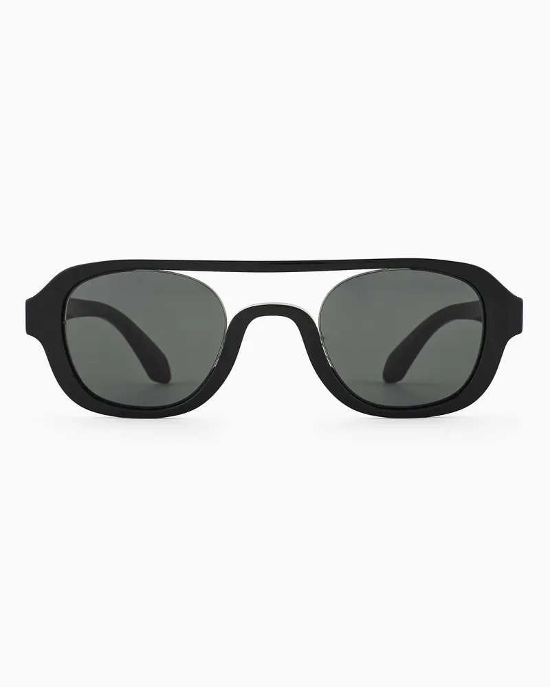 Giorgio Armani Herren-Sonnenbrille mit unregelmäßiger Fassung Schwarz