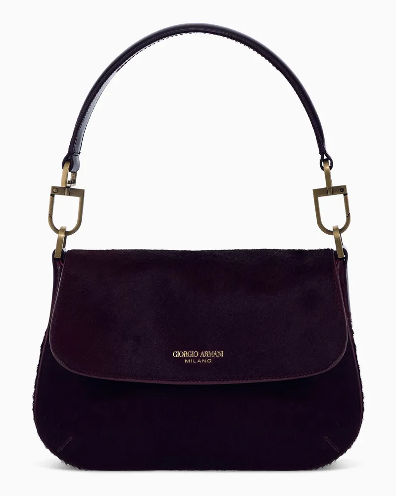 Giorgio Armani La Prima Soft kleine Tasche aus Kalbshaarleder Burgunderrot