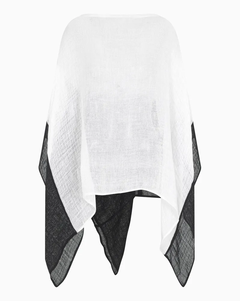 Giorgio Armani Cape aus zweifarbiger Leinenmischung Weiß