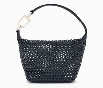 La Prima Soft Mini-Handtasche aus gelasertem Satin mit Strass
