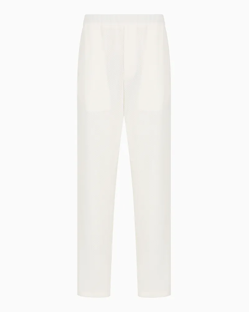 Giorgio Armani Flatfront-Hose aus geprägtem Funktionsstoff Weiß