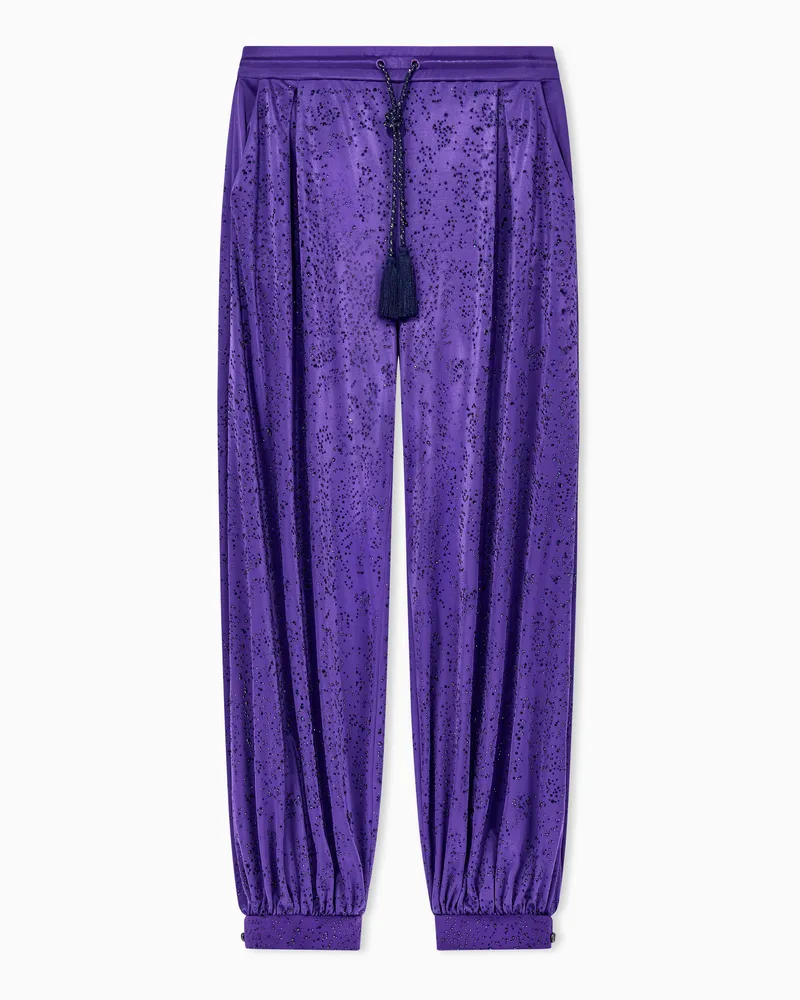 Giorgio Armani Hose aus Viskose-Jersey mit Strass Violett
