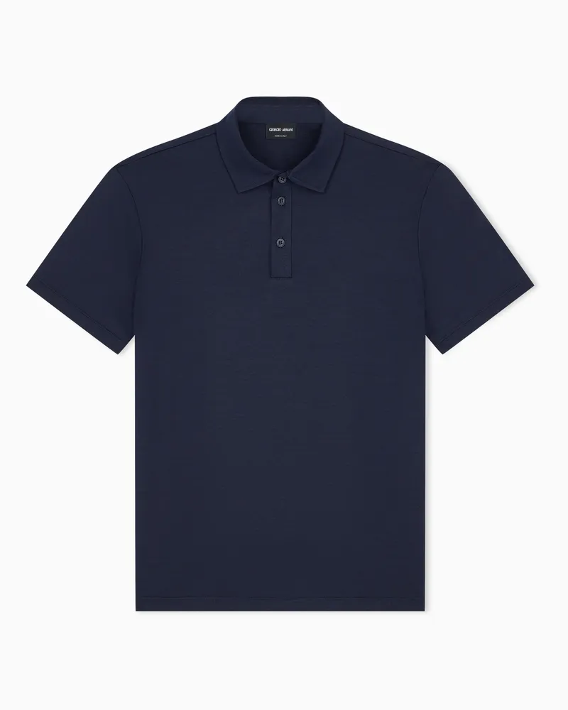 Giorgio Armani Poloshirt aus Seidenjersey und Baumwollgemisch Blau
