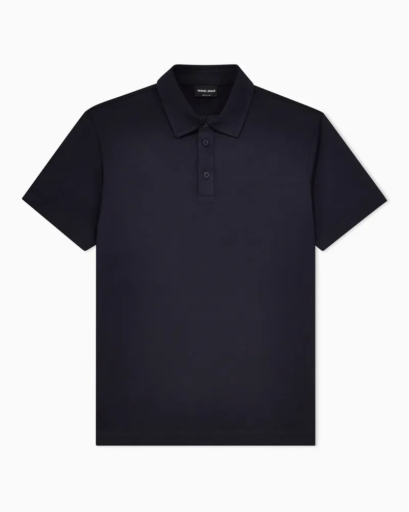Giorgio Armani Poloshirt aus Seidenjersey und Baumwollgemisch Blau