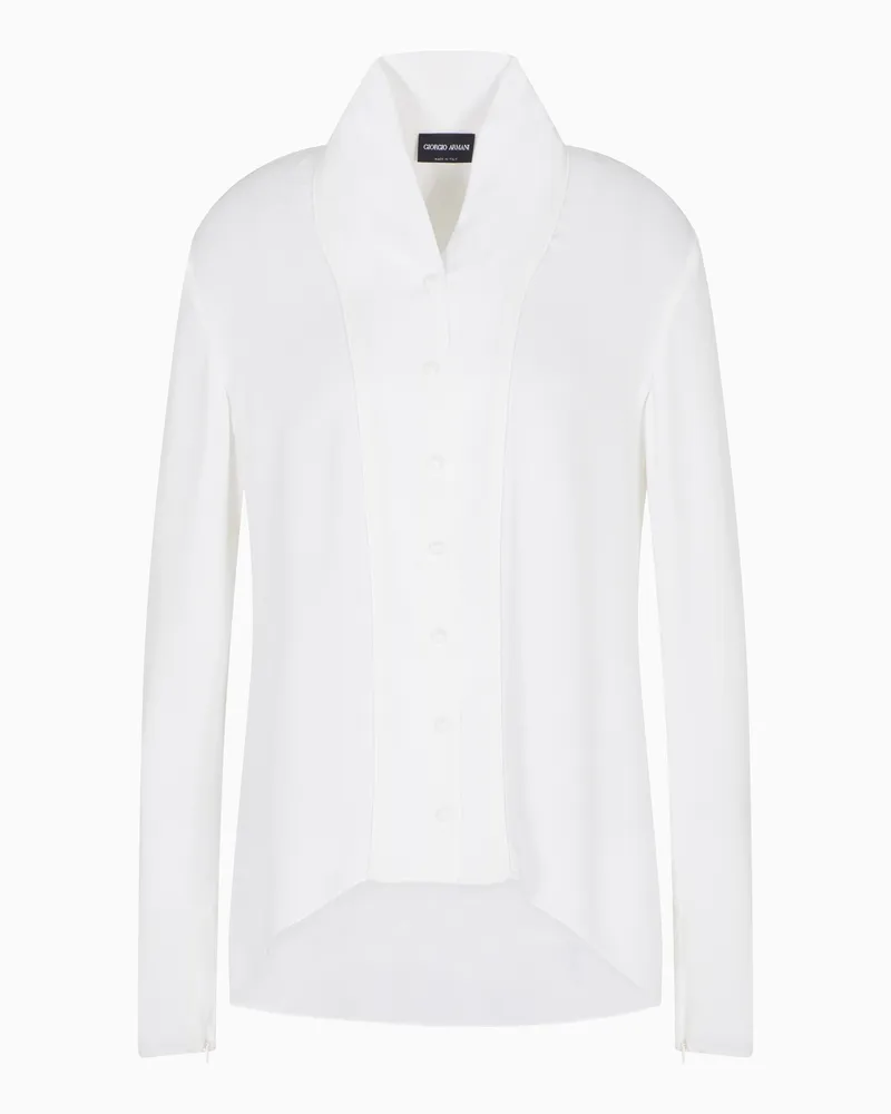 Giorgio Armani Hemd aus dreilagigem Seidengeorgette Weiß