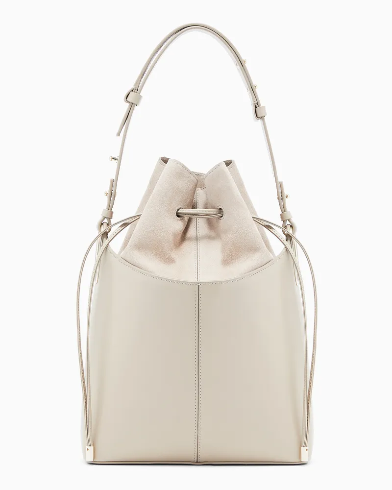 Giorgio Armani Beuteltasche aus glattem Kalbsleder Weiß