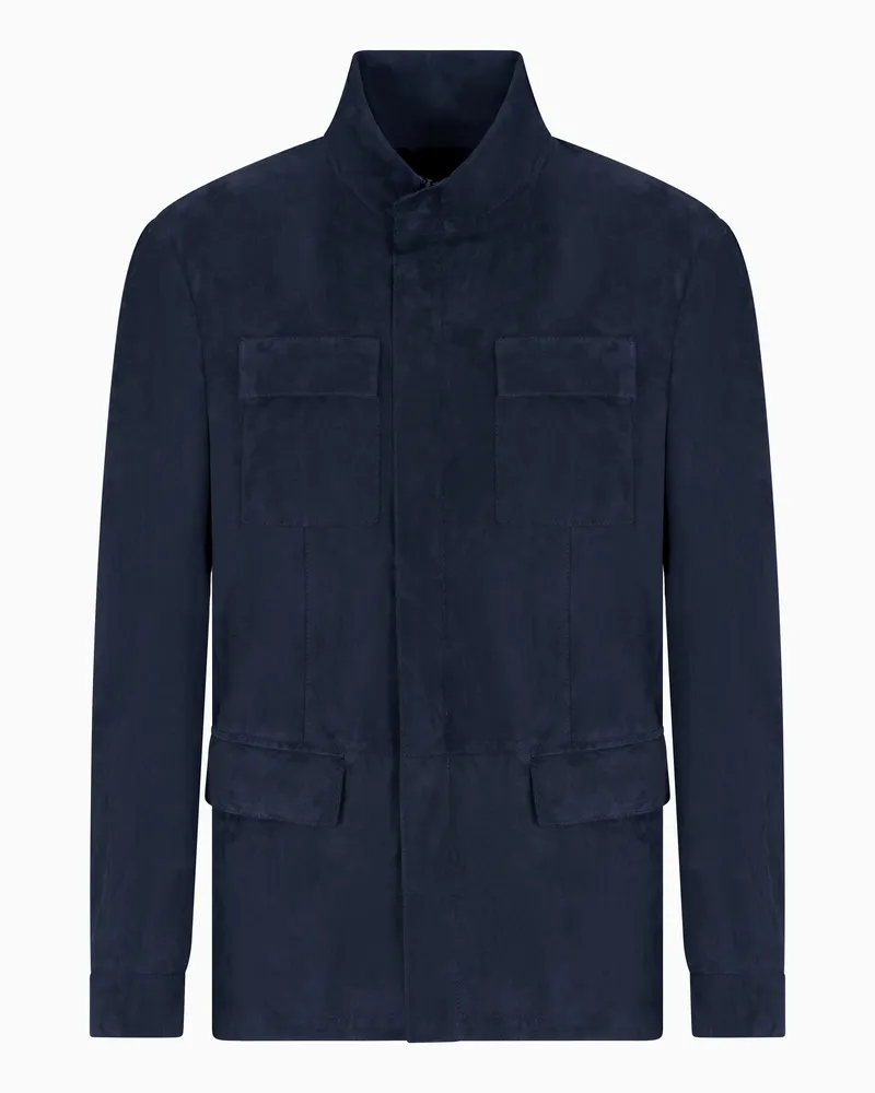 Giorgio Armani Wildleder-Safarijacke Blau