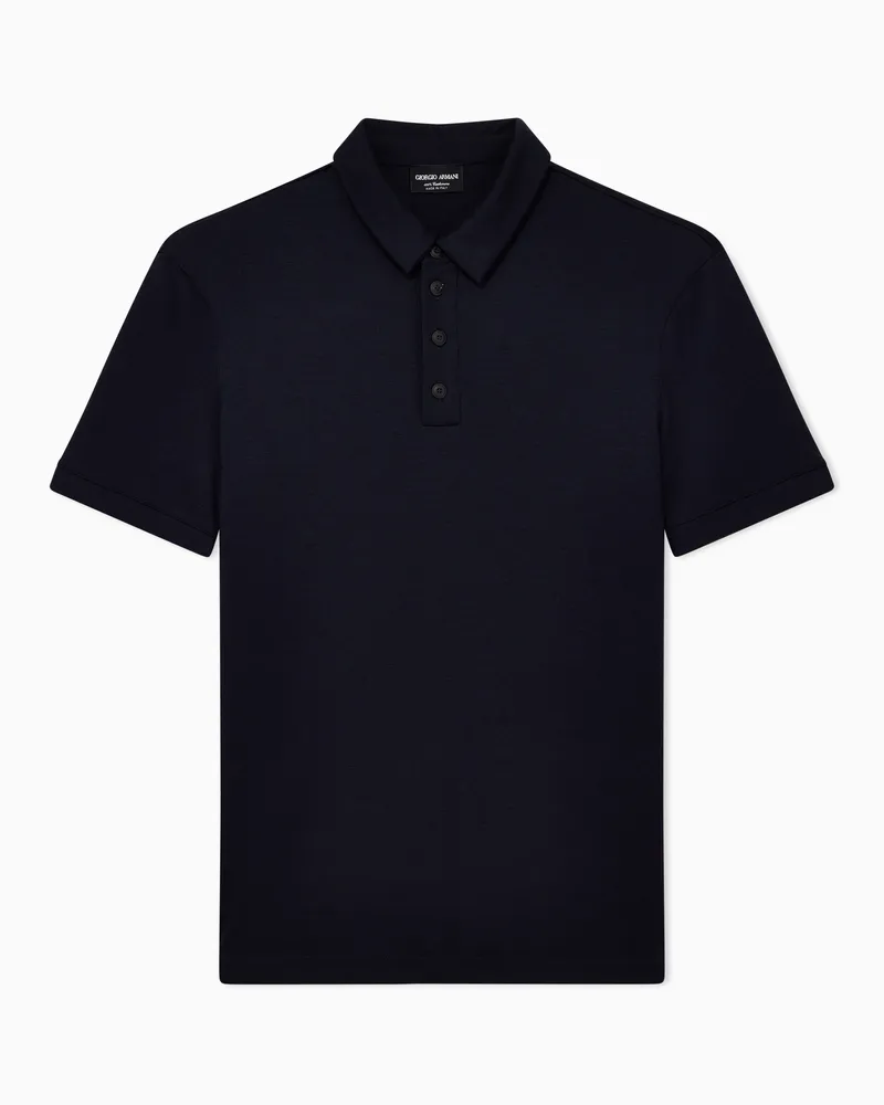 Giorgio Armani ASV Poloshirt aus reinem Kaschmir-Interlock Marineblau