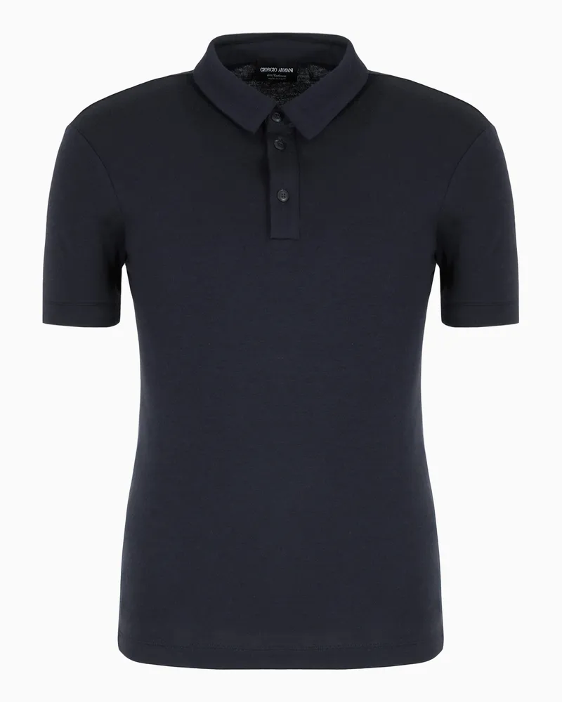 Giorgio Armani Poloshirt aus reinem Kaschmir-Interlock Marineblau
