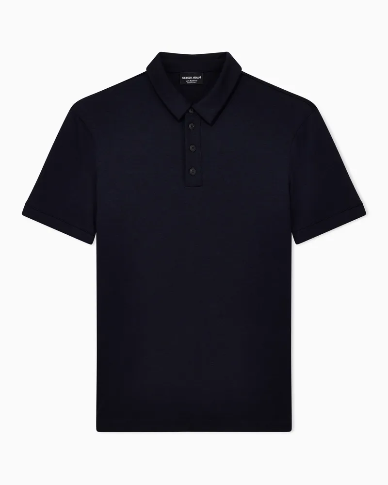 Giorgio Armani ASV Poloshirt aus reinem Kaschmir-Interlock Marineblau