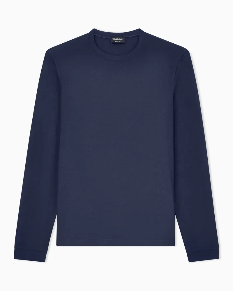 Giorgio Armani ASV Pullover mit Rundhalsausschnitt und langen Ärmeln aus Viskosejersey mit Stretchanteil Marineblau