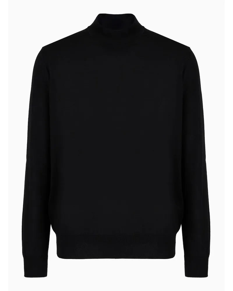 Giorgio Armani Pullover mit Hohem Kragen Aus Schurwolle Schwarz