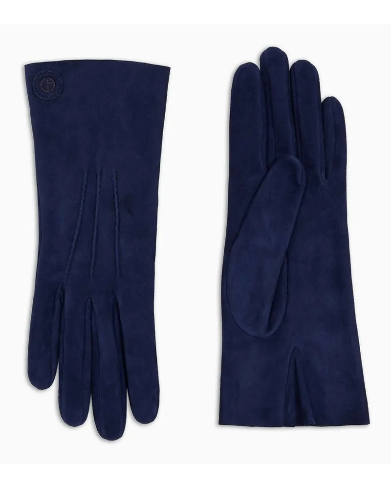 Giorgio Armani Handschuhe Aus Veloursleder Marineblau