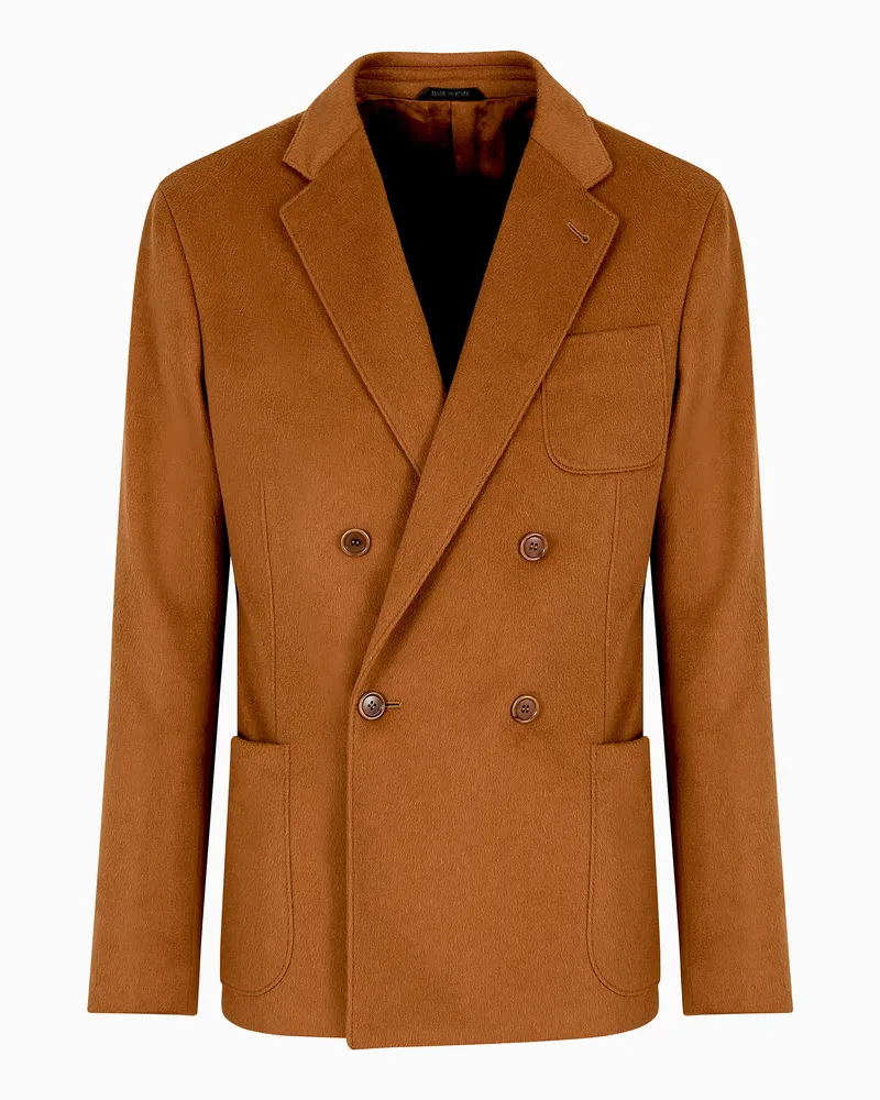 Giorgio Armani Vicuña doppelreihiges Sakko aus leichtem Vikunja-Stoff Braun
