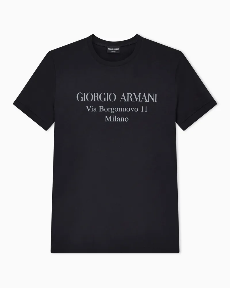 Giorgio Armani T-Shirt mit Rundhalsausschnitt der Borgonuovo 11-Reihe aus Pima-Baumwolljersey Schwarz