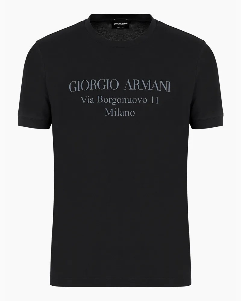 Giorgio Armani T-Shirt mit Rundhalsausschnitt der Borgonuovo 11-Reihe aus Pima-Baumwolljersey Schwarz