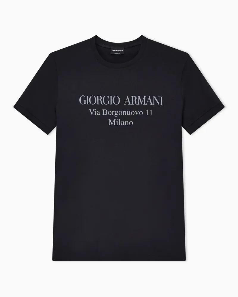 Giorgio Armani T-Shirt mit Rundhalsausschnitt der Borgonuovo 11-Reihe aus Pima-Baumwolljersey Schwarz