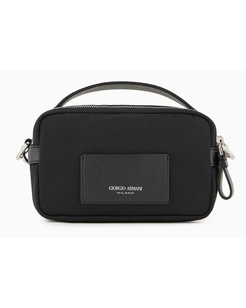 Giorgio Armani Crossbody Bag Im Mini-format Aus Nylon und Leder Schwarz