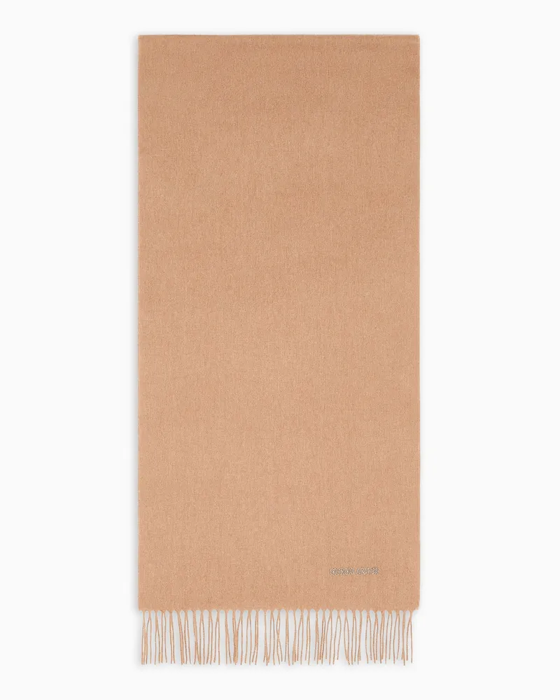 Giorgio Armani Schal aus Kaschmir mit Logo-Stick Kamel