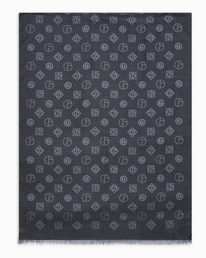 Giorgio Armani Stola aus Seide in Jacquard-Stoff-Verarbeitung mit Monogramm Schwarz