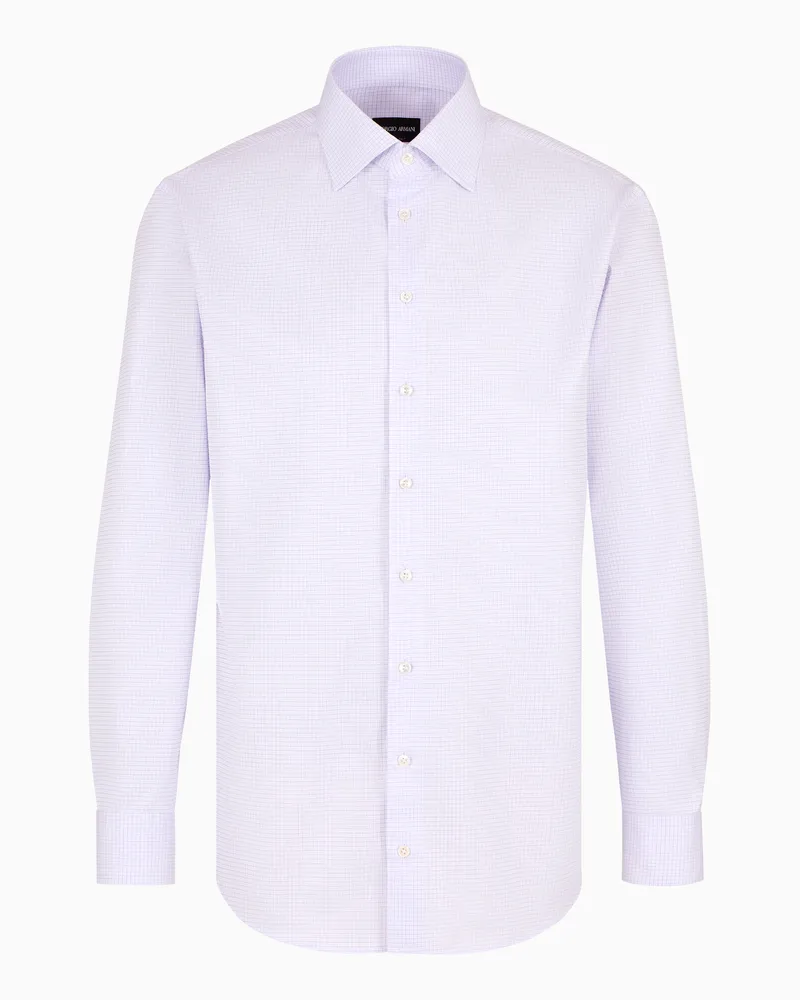 Giorgio Armani Hemd in Regular Fit aus Luxury-Baumwolle mit Mikrokaro-Muster Weiß