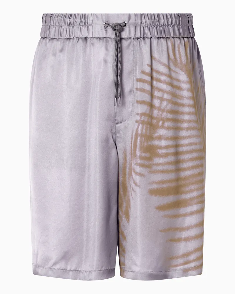 Giorgio Armani Flatfront-Bermudashorts aus bedrucktem Cupro Grau