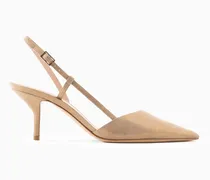 Slingbacks aus laminiertem Veloursleder