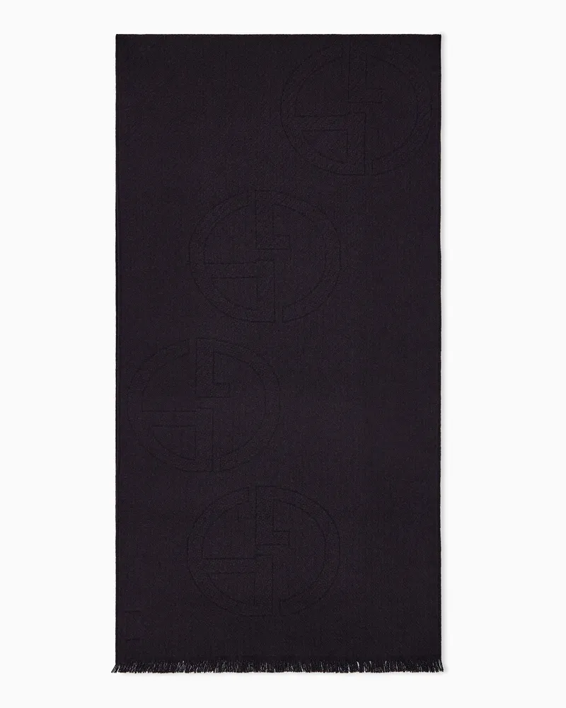 Giorgio Armani Stola New Normal aus Wolle mit Jacquard-Logo und Fransen Braun