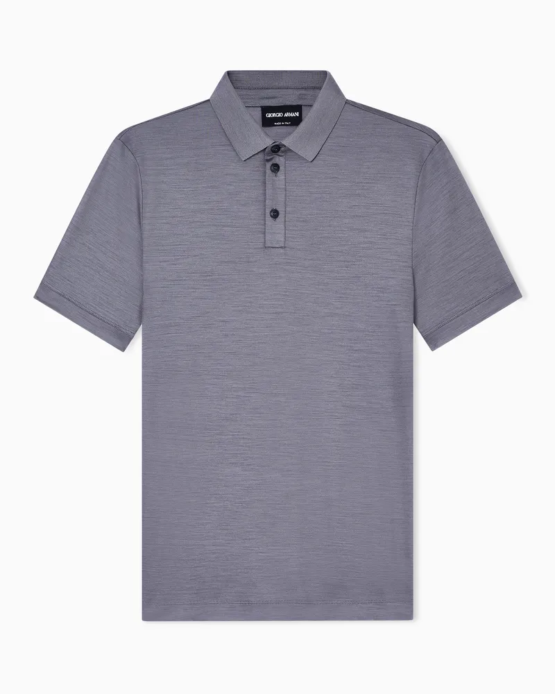 Giorgio Armani Poloshirt aus reinem Schurwollpikee Grau