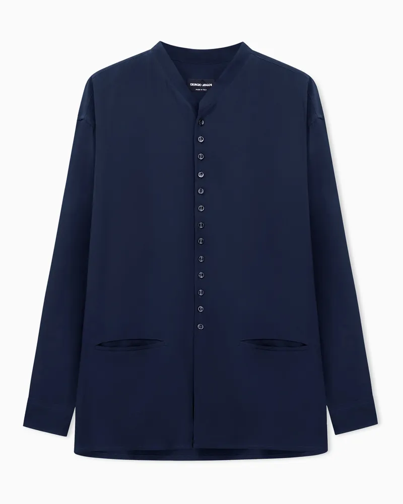 Giorgio Armani ASV Hemd aus gewaschener Seide Marineblau