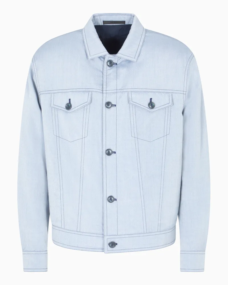 Giorgio Armani Blouson aus Seide Hellblau