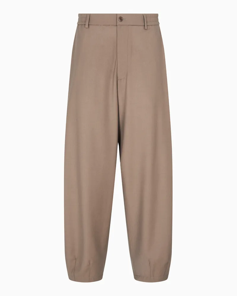 Giorgio Armani Flatfront-Hose mit Bundfalte aus leichtem Woll-Stoff Beige